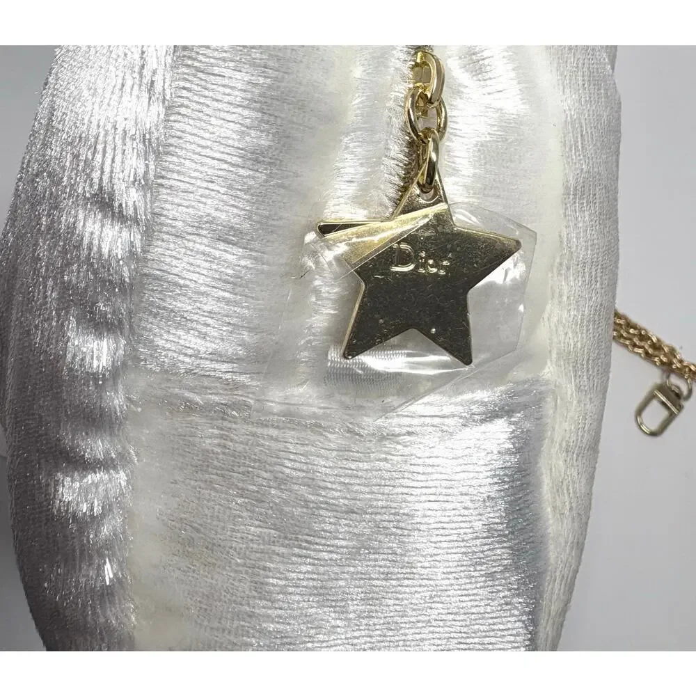 Christian Dior White Velvet Chain Bag CD Logo 2021 Holiday Edition
